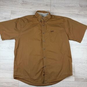 Vintage Carhartt Shirt Buckskin Brown Canvas Twill Utility Work S132BUC Size L